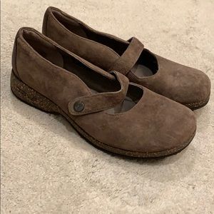Brown suede Teva Mary Jane shoes